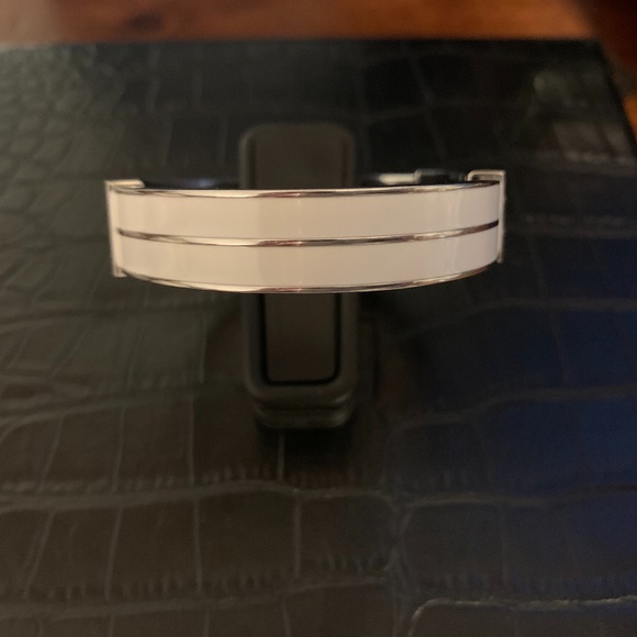 NWT - Michael Kors Silver-White Logo Bangle Bracelet - Picture 6 of 9